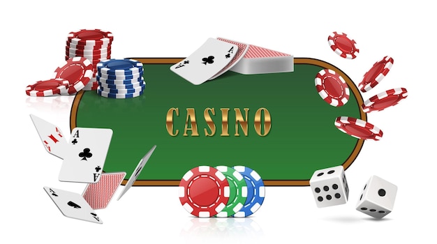 realistic vector illustration Poker casino gambling banner accesories Set of blackjack game chi