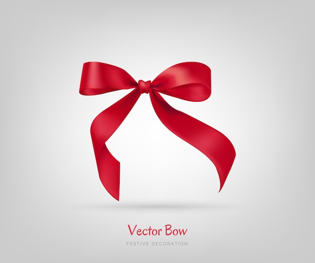 Realistic vector illustration of a red ribbon tied in a bow on a white background for anniversaries