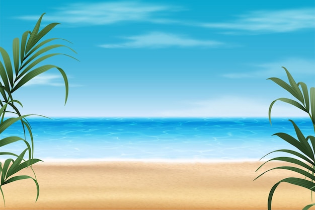 Summer Time In Beach Sea Shore With Realistic Objects. Vector Illustration  Royalty Free SVG, Cliparts, Vetores, e Ilustrações Stock. Image 37730977.