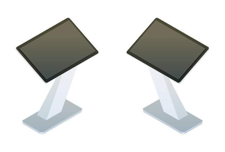 Vector realistic vector interactive information kiosk terminal stand