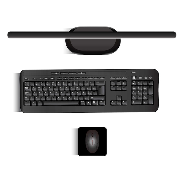 Realistic Vector Of A Monitor Keyboard And Mouse Seen From Top Realistic PC Parts