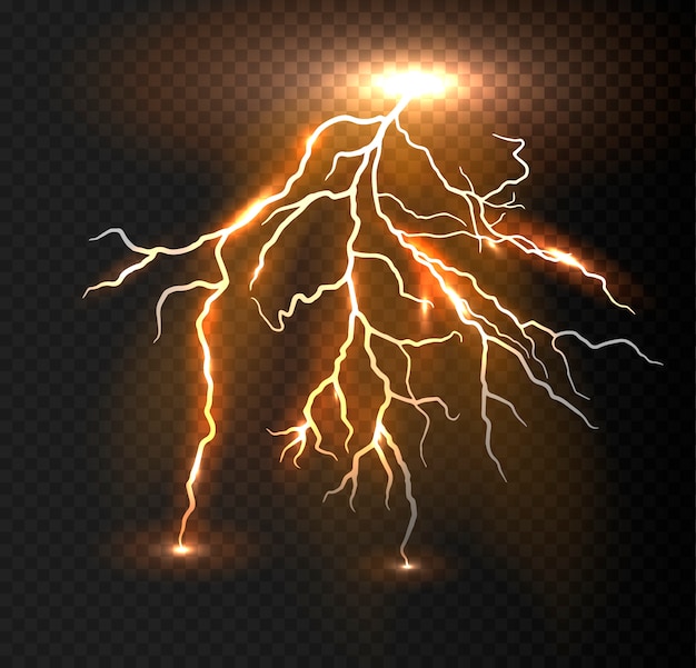 Vector realistic vector orange lightning.