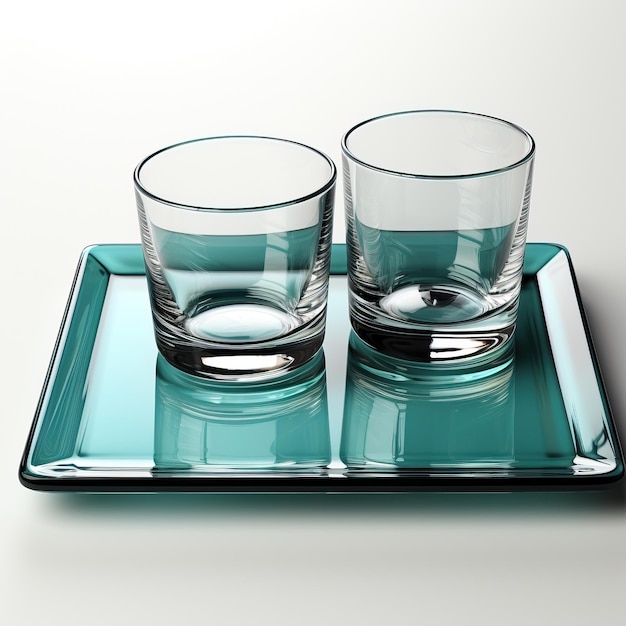 Realistic Vector Plate and Glass Vector On White Background