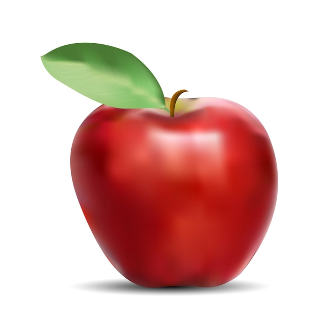 赤いリンゴ果実の現実的なベクトル ホワイト バック グラウンド