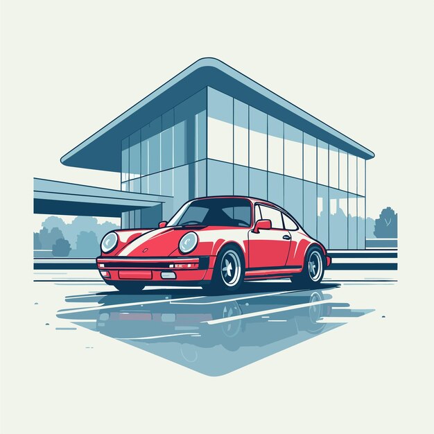 realistic vector red car with gradients and perspective