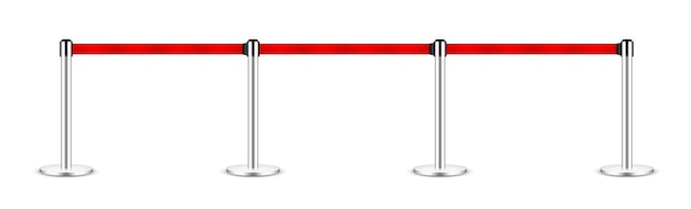 Vector realistic vector retractable belt stanchion crowd control barrier posts with caution strap queue