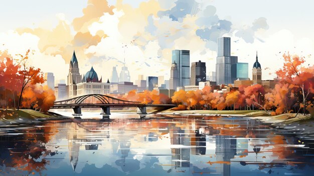 Realistic Vector scene Minneapolis On White Background