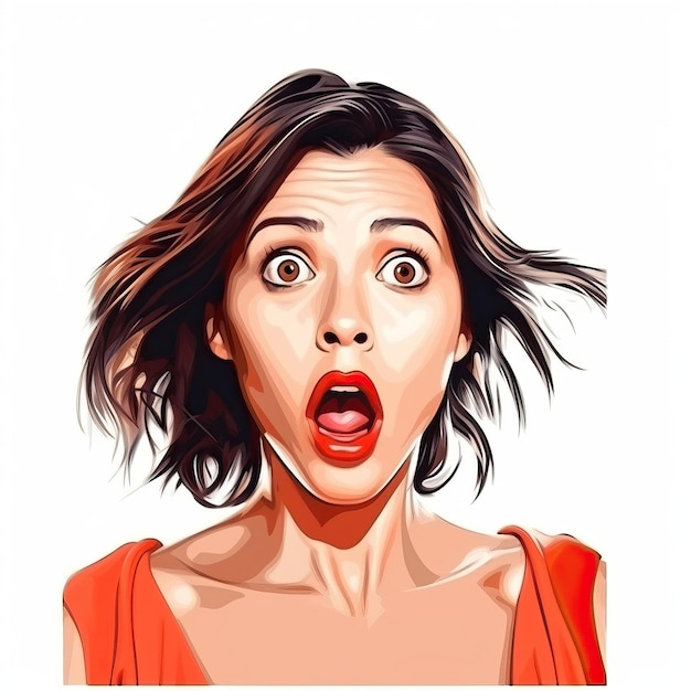 Vector realistic vector shocked woman on white background