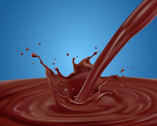 Vector realistic vector splash of brown hot coffee or chocolate