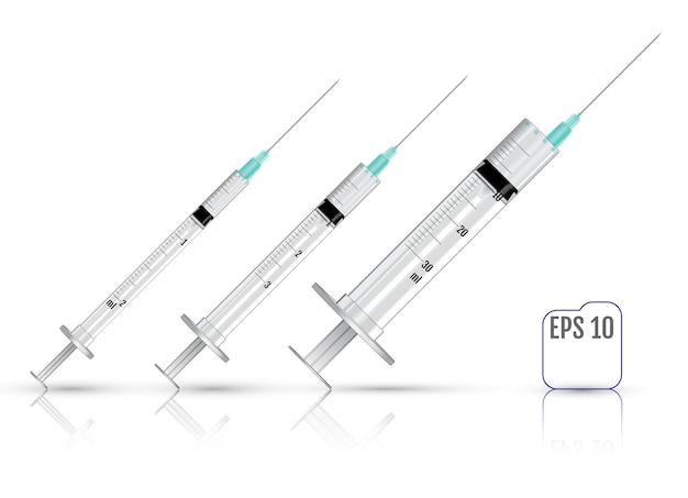 realistic vector syringes isolated on white background