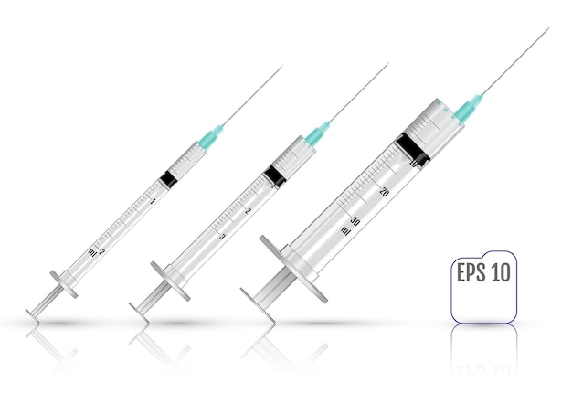Реалистичные векторные шприцы на белом фоне