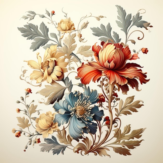 Realistic vector vintage wallpaper elements on white backgr