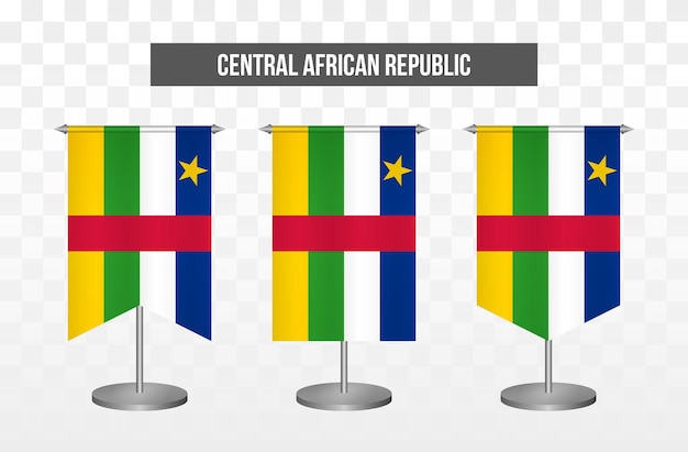 分離された中央アフリカ共和国の現実的な垂直 3 d ベクトル イラスト デスク フラグ