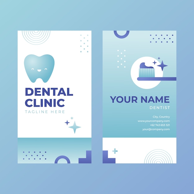 Vector realistic vertical business card template for dental clinic business