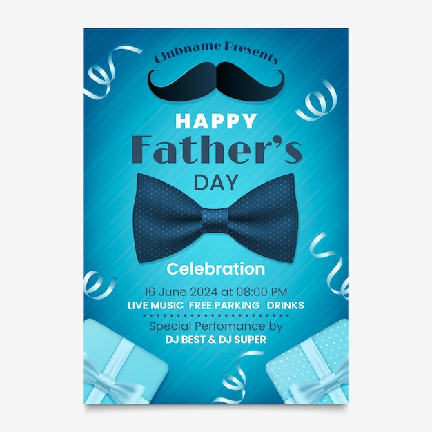 Vector realistic vertical poster template for father's day holiday