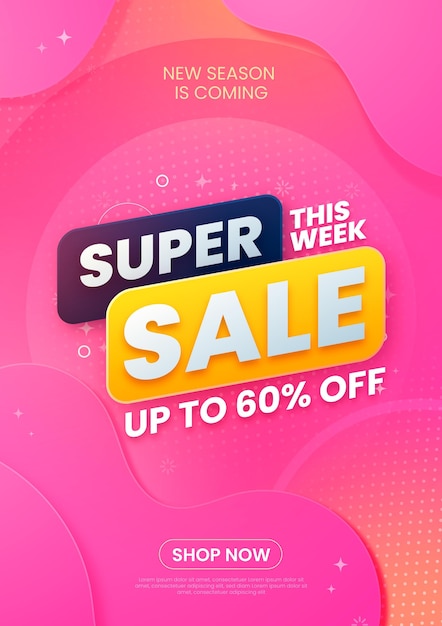 Vector realistic vertical sale poster template