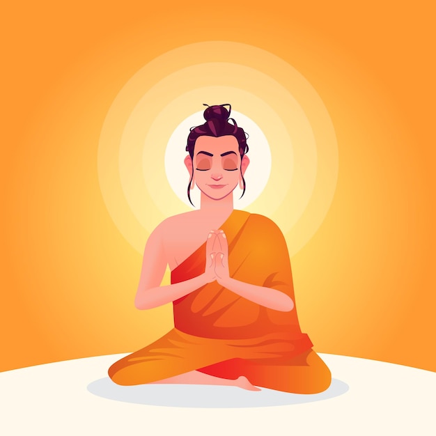 Concetto realistico di vesak di meditazione buddha happy vesak day illustrazione