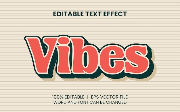 Vector realistic vibes vintage editable text effect template