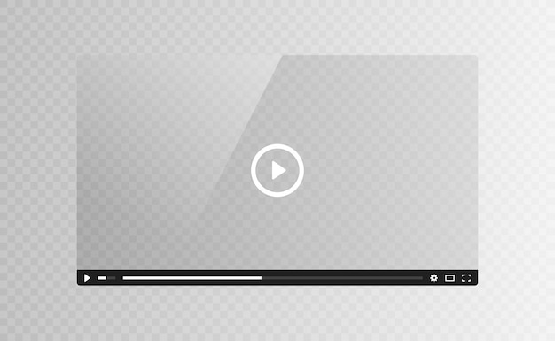 Vector realistic video player glass screen isolated on transparent background.