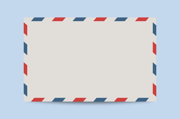 빨간색과 파란색 테두리 색상이 있는 사실적인 빈티지 우표 봉투
