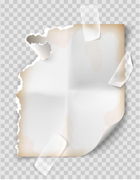 ベクトル ノート用紙のリアルなヴィンテージ破れたシート。