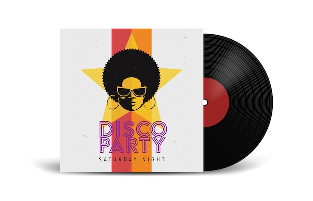 Vettore disco in vinile realistico con copertina