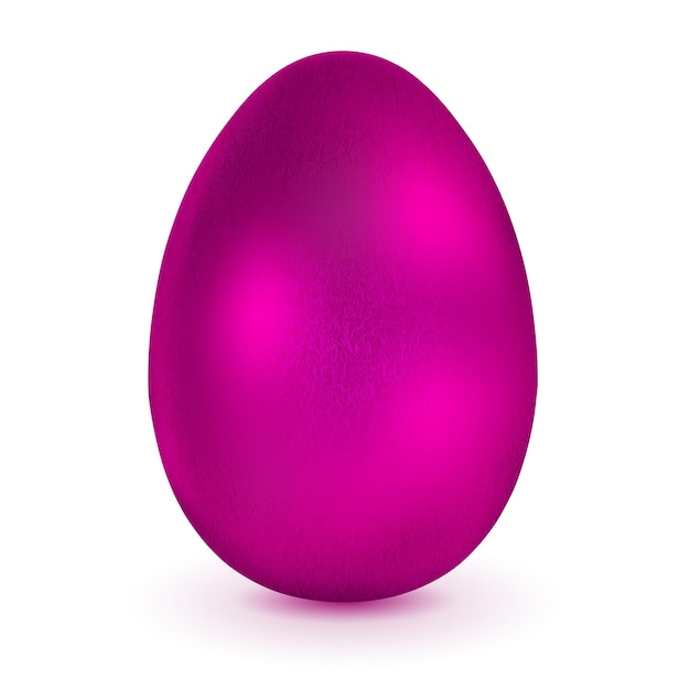 Realistic violet easter egg with shadow on white background