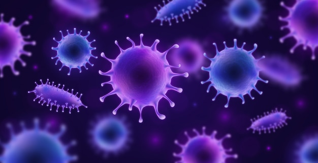 Vector realistic virus infection bacteria disease cells background concept