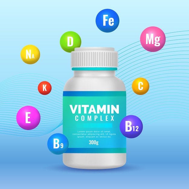 Realistic vitamin complex package