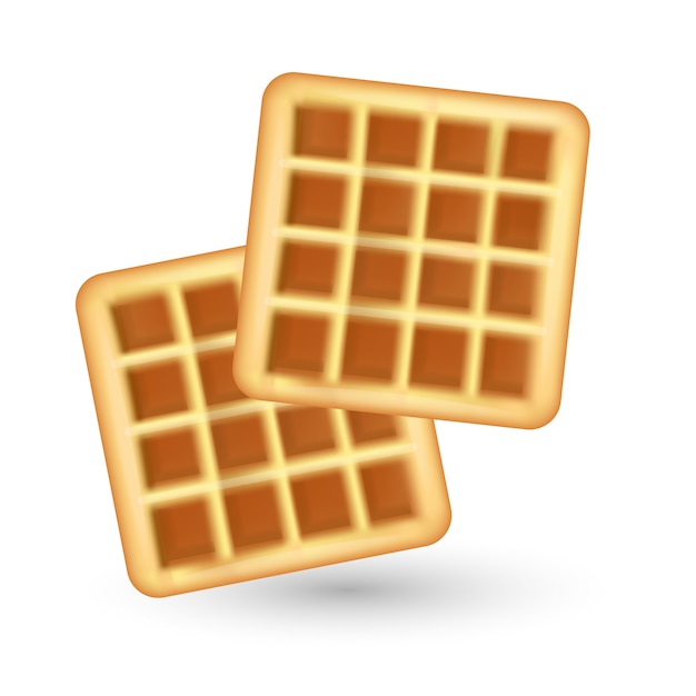 Realistic waffle icon,  on white background. waffles  style. breakfast, baking concept.  illustration.