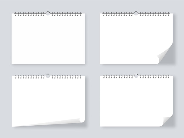 Реалистичный настенный календарь макет пустой бумаги Планировщик 3d шаблон дизайна Белый спиральный календарь