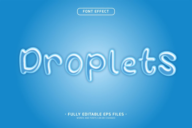 Vector realistic water droplets 3d text effect
