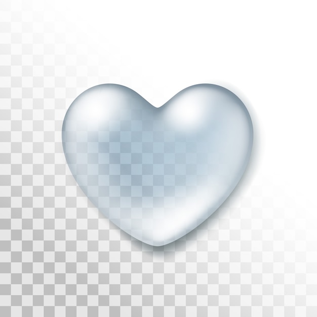 Realistic water heart drop isolated