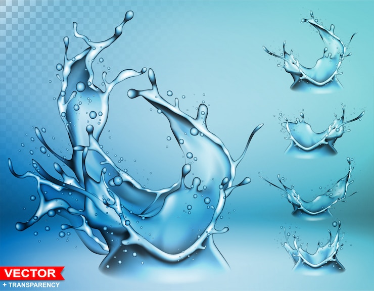वेक्टर realistic water splash bursts and crown