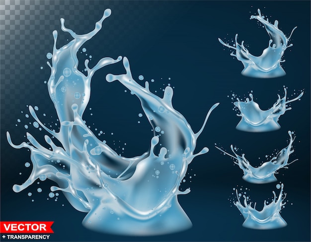 Realistic water splash bursts and crown