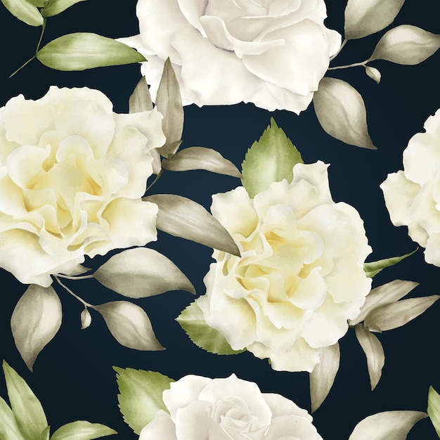 Realistic watercolor floral seamless pattern