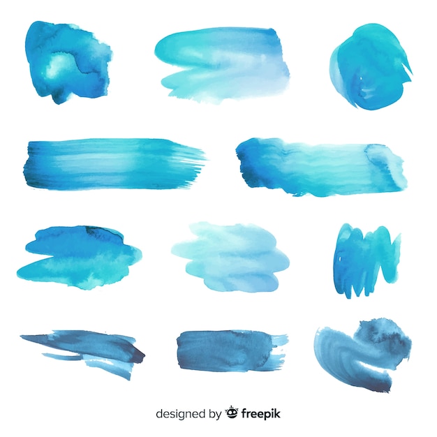 Vector realistic watercolor trace collection