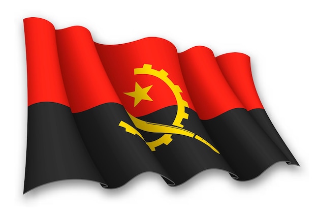 Vettore bandiera realistica dell'angola che sventola