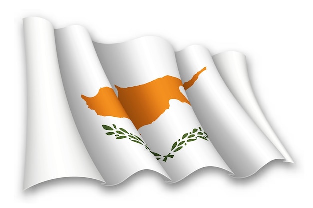 Vector realistic waving flag of cyprus