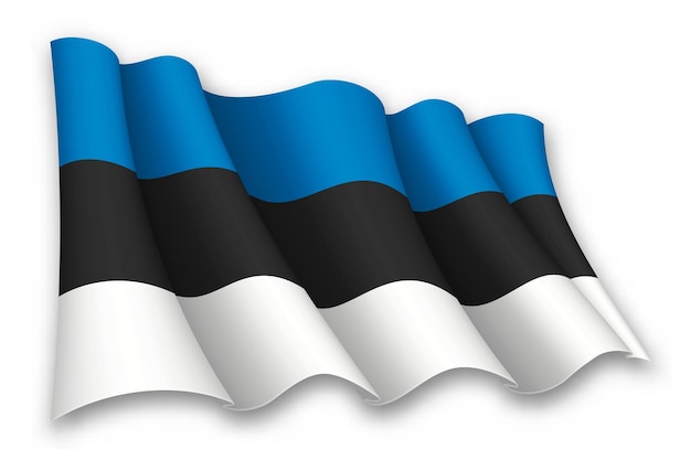 Realistic waving flag of Estonia