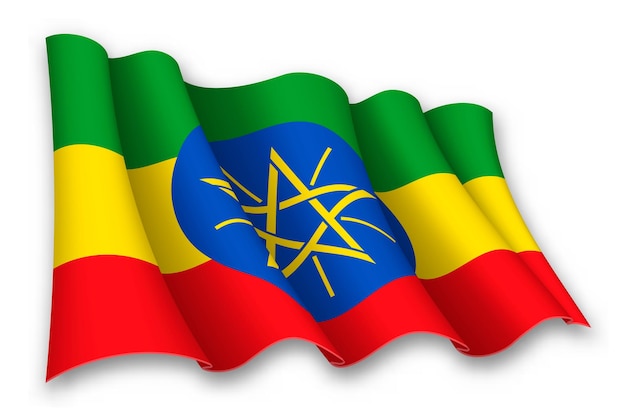 Vector realistic waving flag of ethiopia