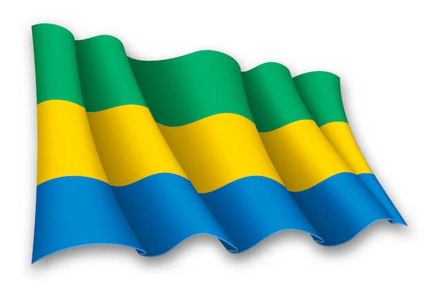 Vector realistic waving flag of gabon