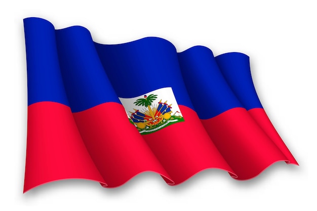 Realistic waving flag of Haiti