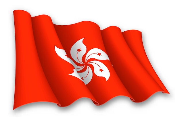 Vector realistic waving flag of hong kong