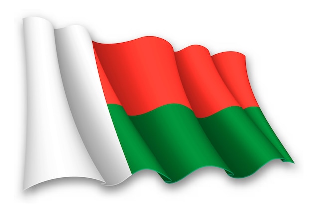 Vettore realistic waving flag of madagascar