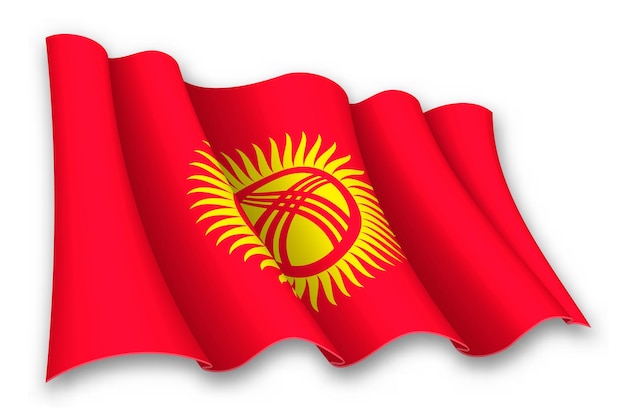 Вектор realistic waving flag of kyrgyzstan