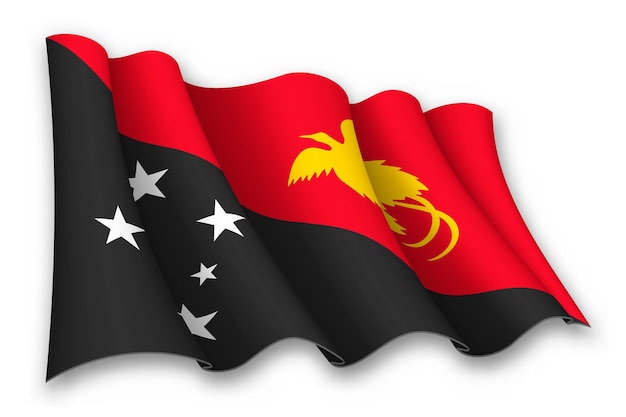 Vector realistic waving flag of papua new guinea