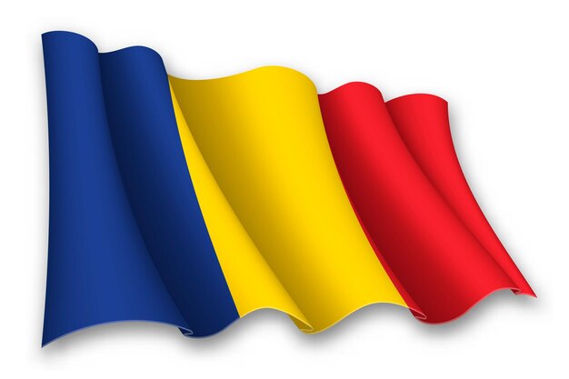 Вектор realistic waving flag of romania