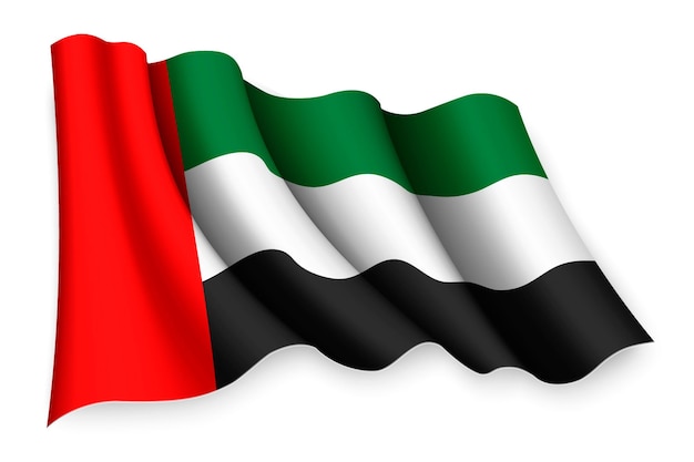 Вектор Реалистичный развевающийся флаг объединенных арабских эмиратов