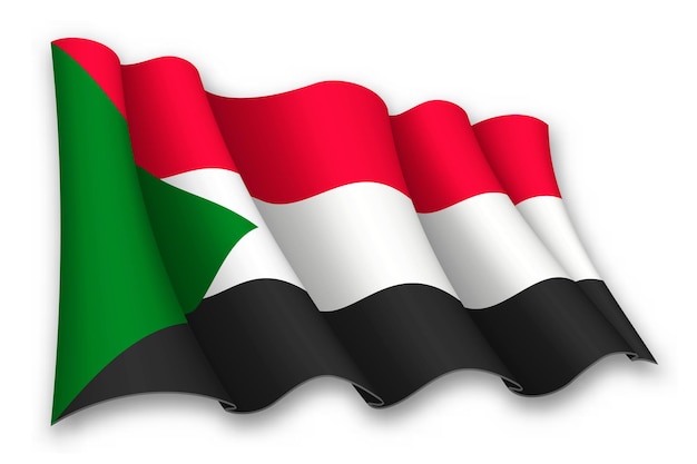 Vector realistic waving flag of sudan